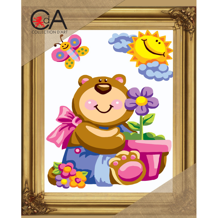 Tapestry Kit with printed canvas 22x30 Teddy bear CDA6304K