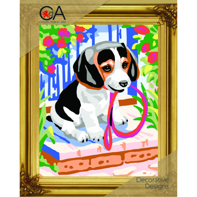 Gobeleno rinkinys su spausdintu drobės paveikslėliu 22x30 Šuniukas CDA6309K