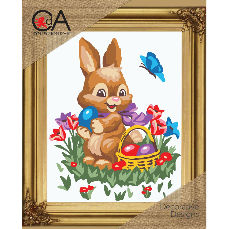 Gobelin-Set mit bedruckter Leinwand 22x30 Osterhase CDA6301K