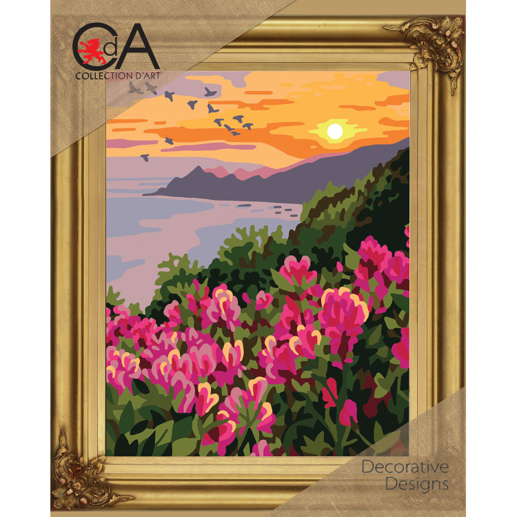 Tapestry Kit with printed canvas 22x30 Puppy in a Basket of Flowers CDA6338K