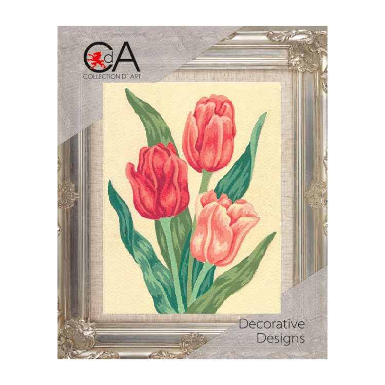 Набор для вышивания гобелена с напечатанным холстом 14x18 Тюльпаны CDA3105K