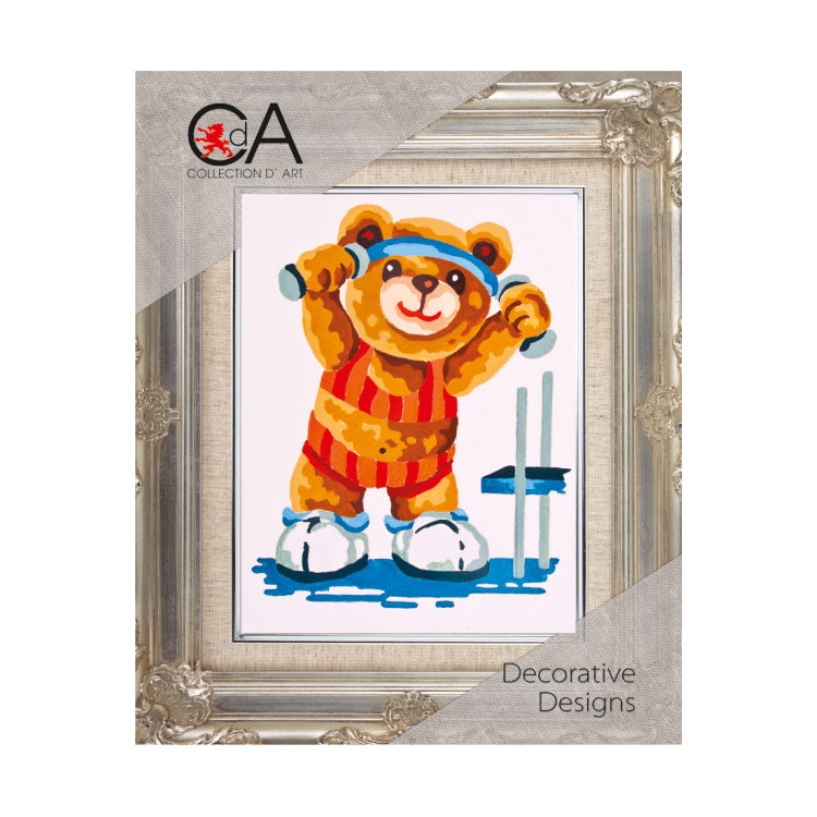 Набор для вышивания гобеленом с печатным канвасом 14x18 Sporty Bear CDA3176K