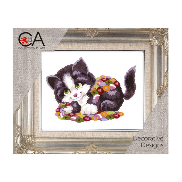 Gobeleno rinkinys su spausdintu drobės 14x18 Patchwork Kitten CDA3192K