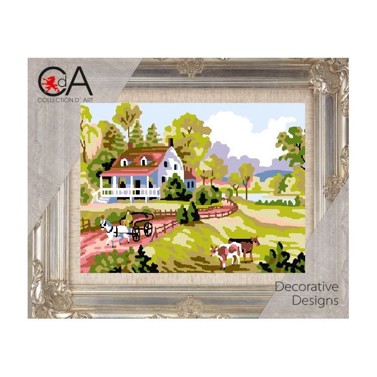 Набор для гобелена с печатным холстом 14x18 Фермерская сцена CDA3209K