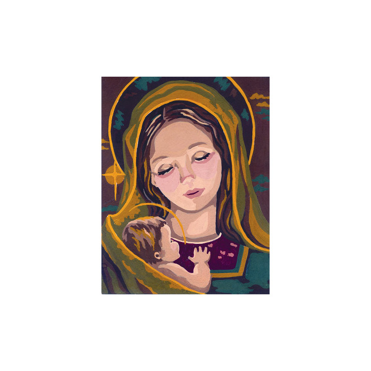 Набор для гобелена с напечатанным холстом 14x18 Мадонна с младенцем CDA3218K