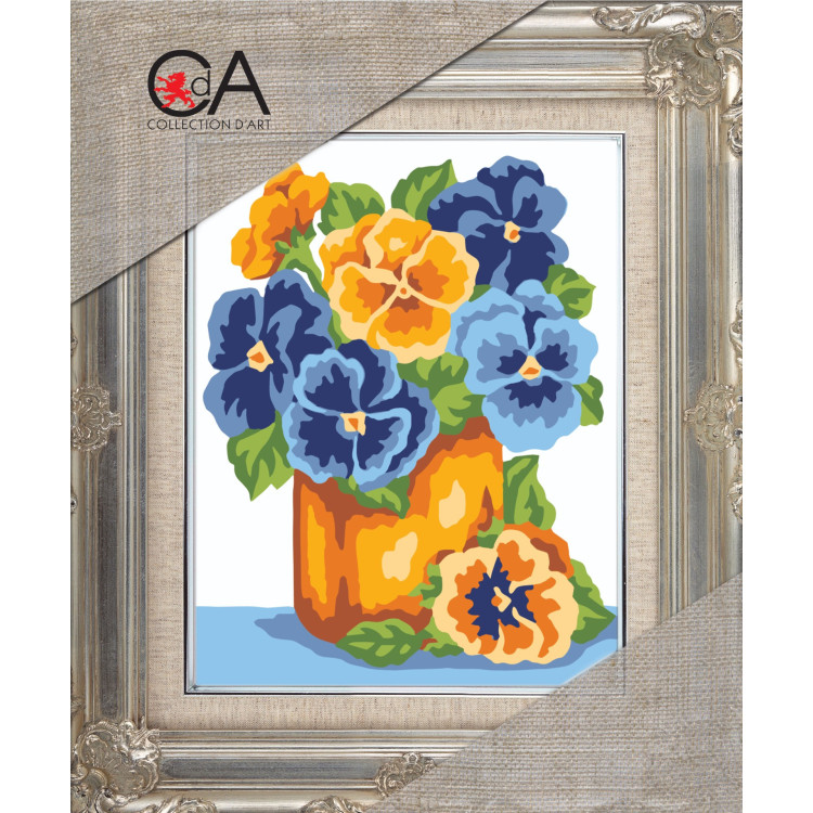 Gobeleno rinkinys su spausdinta drobe 18x14 Gėlės vazonėlyje CDA3232K