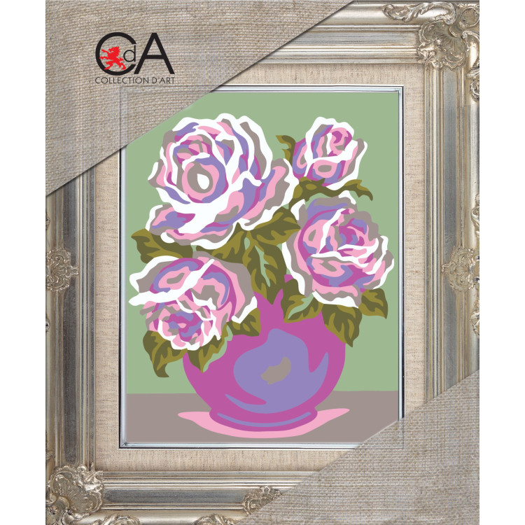 Gobelin-Set mit bedruckter Leinwand 18x14 Blumen in einer Vase CDA3239K