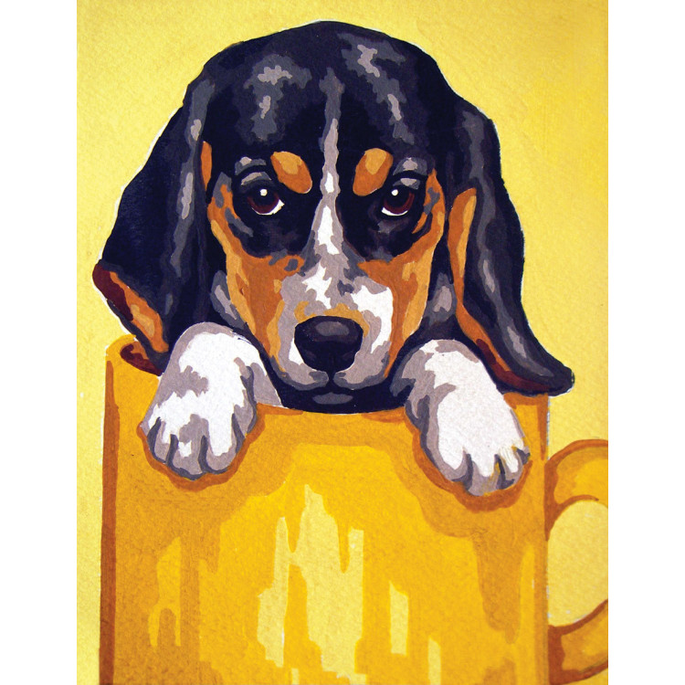 Gobelin-Set mit bedruckter Leinwand 14x18 Bassett Puppy CDA3267K