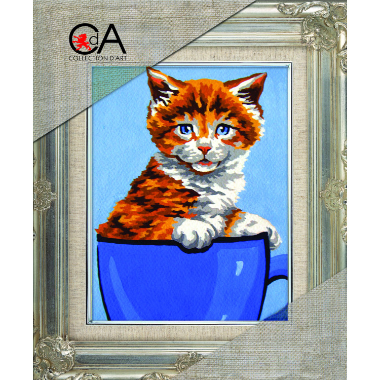 Tapestry Kit with printed canvas 14x18 Ginger Kitten CDA3269K