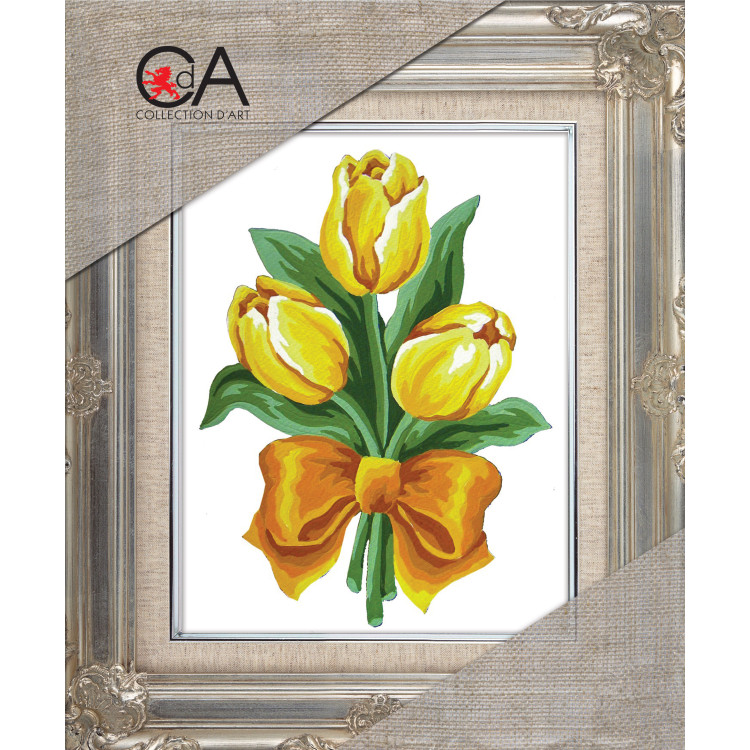Tapestry Kit with printed canvas 14x18 Yellow tulips CDA3275K