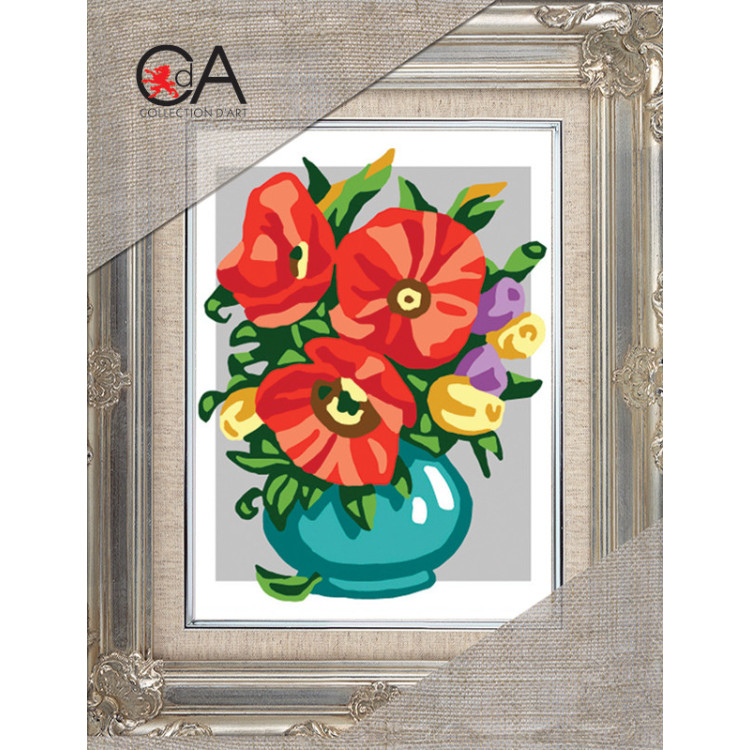 Набор для вышивания гобелена с напечатанным холстом 14x18 Цветы в чаше CDA3336K