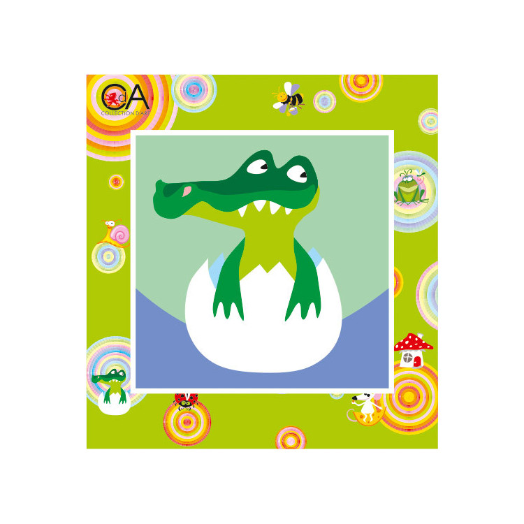 Tapestry Kit with printed canvas 15x15 Hatching Crocodile CDA2001K