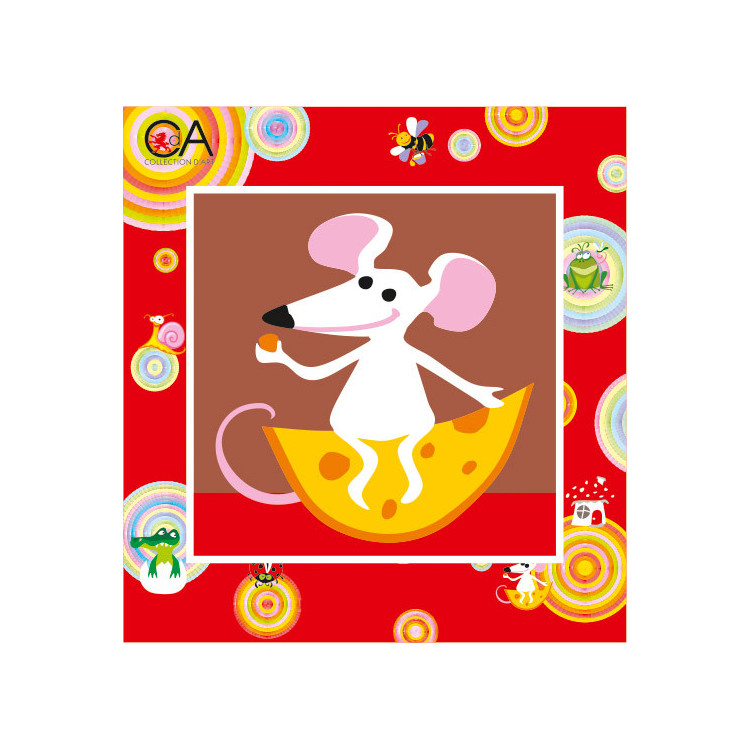 Tapestry Kit with printed canvas 15x15 Mouse with Cheese CDA2002K