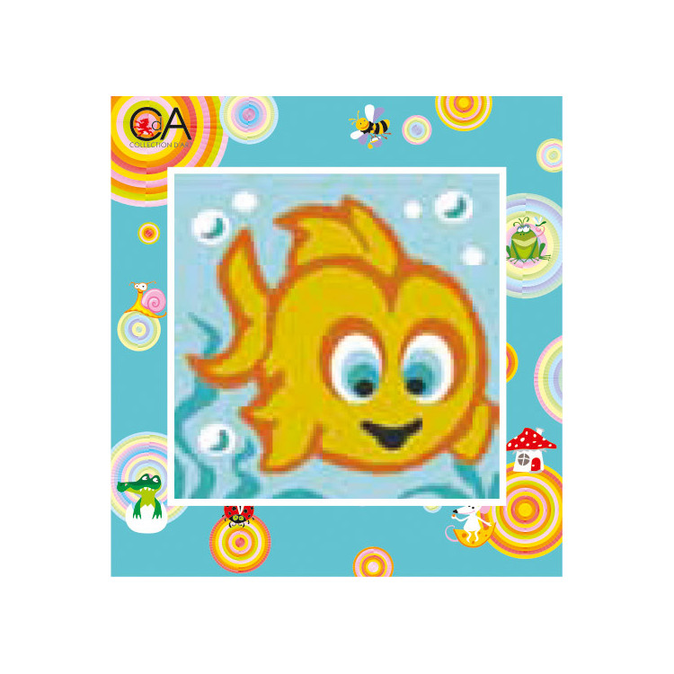 Gobelin-Set mit bedruckter Leinwand 15x15 Goldfisch CDA2006K