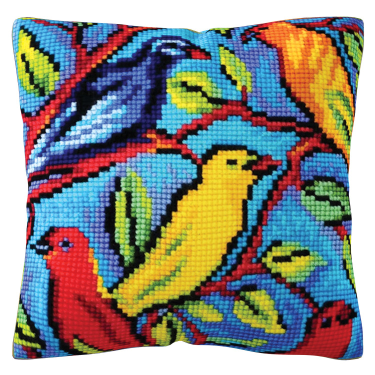 Zähl-Kissen-Set "Vögel auf den Ästen" 40 x 40 cm CDA5475CC