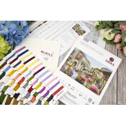 Kryželiu siuvinėjimo rinkinys Fiori Caffes 52x35cm SBU5080