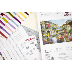 Kryželiu siuvinėjimo rinkinys Fiori Caffes 52x35cm SBU5080