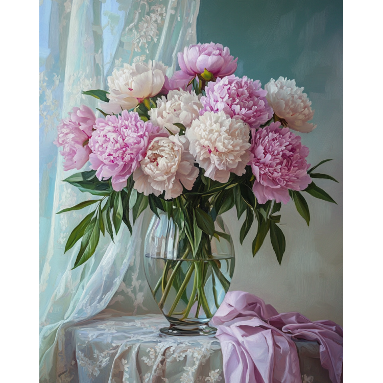 Diamond painting with subframe "Bouquet of peonies" DP424