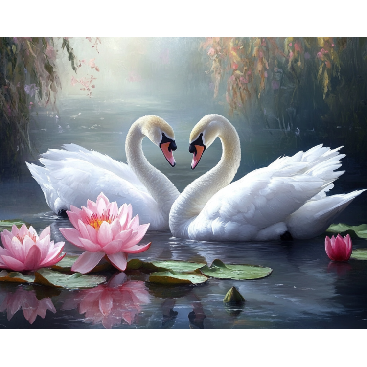 Diamond painting with subframe "Swan fidelity" 40x50 cm DP423