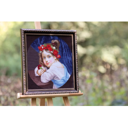 Cross stitch kit A girl in a poppy wreath with a carnation in her hand (Mariuccia). 1819 S/MK109