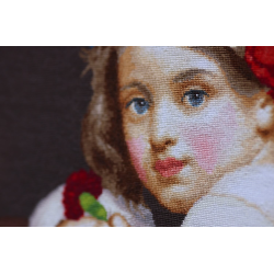 Cross stitch kit A girl in a poppy wreath with a carnation in her hand (Mariuccia). 1819 S/MK109