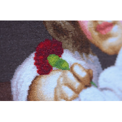 Cross stitch kit A girl in a poppy wreath with a carnation in her hand (Mariuccia). 1819 S/MK109