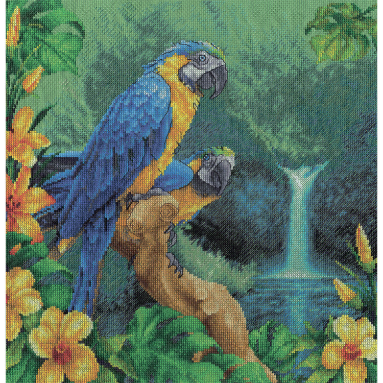 Kryželių siuvinėjimo rinkinys PANNA "Brazilijos atogrąžų miškai" 34,5 x 34,5 cm PPT-0858