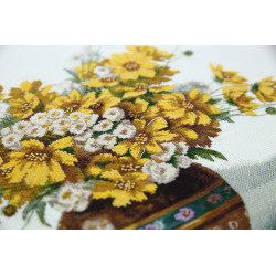 Kryželių siuvinėjimo rinkinys PANNA "Geltonų gėlių puokštė" 38 x 31 cm PC-7160