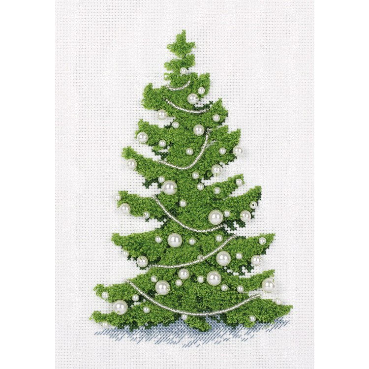 Kryželio siuvinėjimo rinkinys KLART "Aksominė eglė" 13,5 x 19,5 cm KL8-484