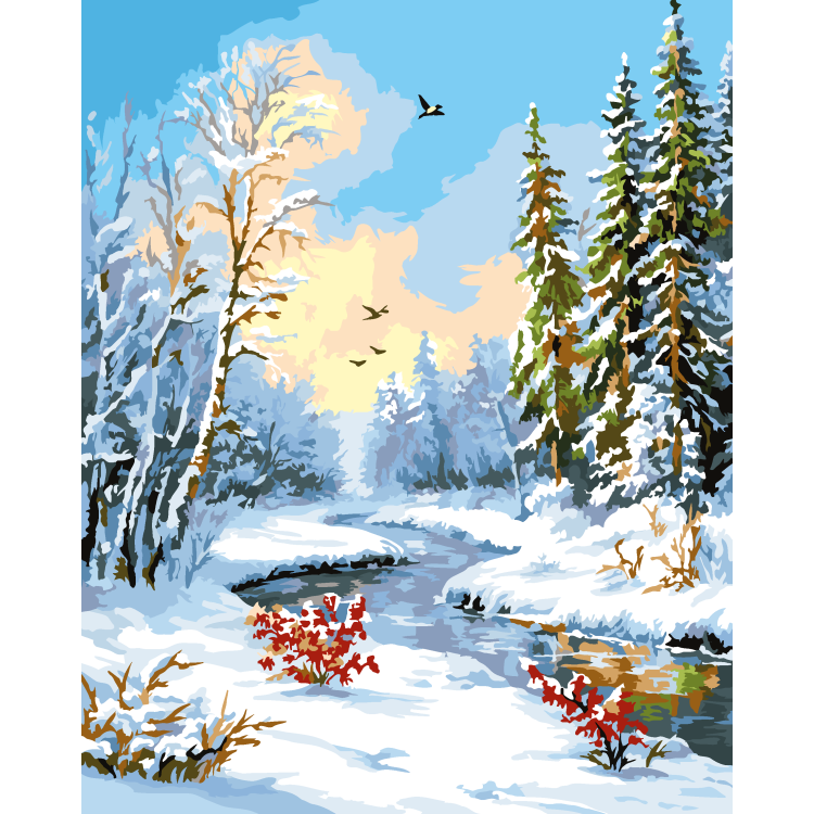 Paint by Numbers kit "Peaceful Winter Scene" W100