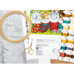 Kreuzstich-Set "Hunde und Katzen in Strümpfen" 37x24cm SLETIL9940