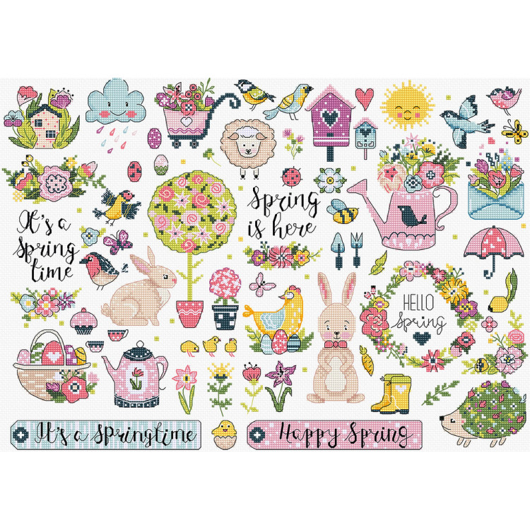 Kreuzstich-Set "Spring Sampler" 38x27cm SLETIL9937
