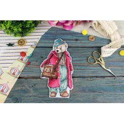 Kreuzstich-Set "Bär mit Drehorgel" 16*9 cm SR-1112