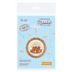 Вышивка крестом на деревянной основе "Миниатюра. Пасхальный кулич" 8*8 см SO-137