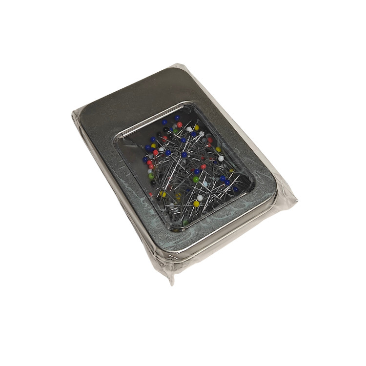 Vorgefüllte Metall-Stecknadelbox 9 x 6 x 1,8 cm RTOT00106