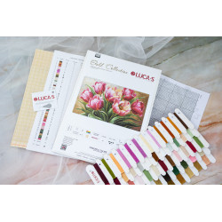 Kryželiu siuvinėjimo rinkinys „Grakštūs tulpės“ 35x20cm SG718