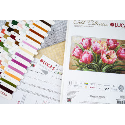 Kryželiu siuvinėjimo rinkinys „Grakštūs tulpės“ 35x20cm SG718