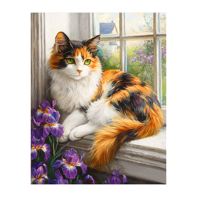Diamond painting with subframe "Cat on the window" 40x50 cm DP420