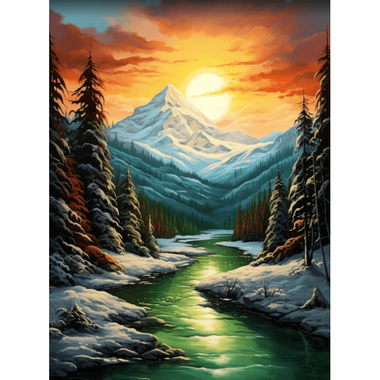 ArtCity Рисование по номерам. "Ручей в зимнем лесу" 30x40 cm KT727