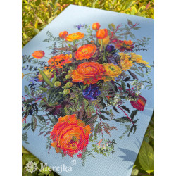 Kryželiu siuvinėjimo rinkinys „Saulės nutvieksti žiedlapiai“ 39x31 cm SK270