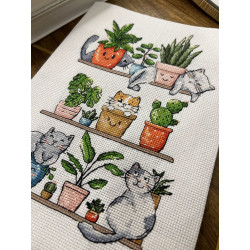 Cross stitch kit "Cats and flowers" SANK-68
