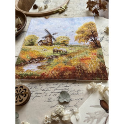 Kryželio siuvinėjimo rinkinys "Prie seno malūno" 19x19 cm SANU-09