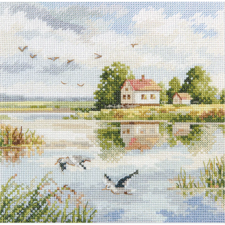 Kreuzstich-Set "Haus am See" S3-36