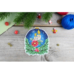 Набор для вышивания крестиком "Новогодний шар с енотом" 10x9 см SR-1161