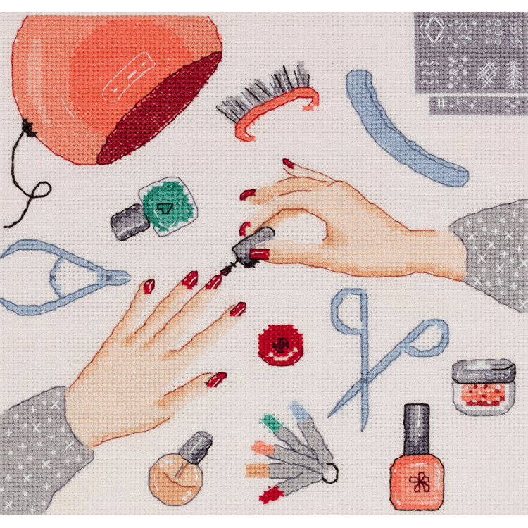 Kryželių siuvinėjimo rinkinys PANNA "Manikiūras" 20 x 20 cm PCE-7412