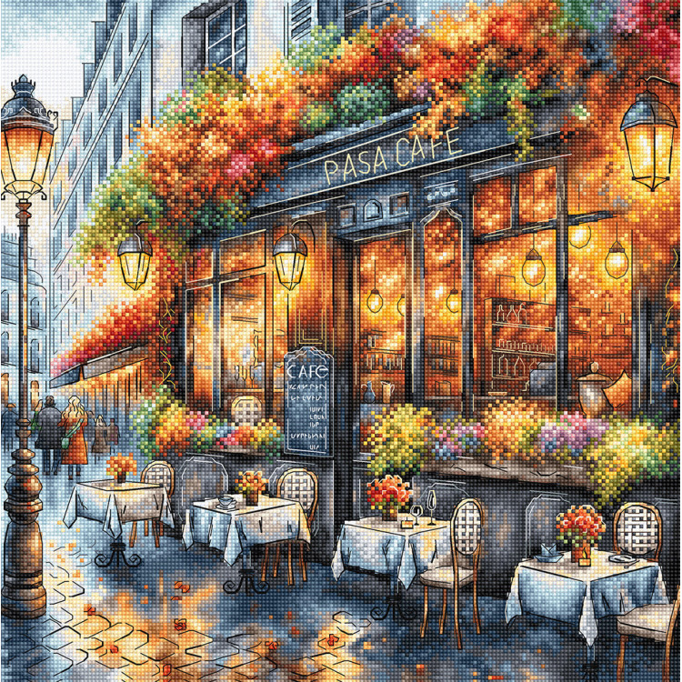 Kaffee im Herbst - Kreuzstich-Set AVA-P051