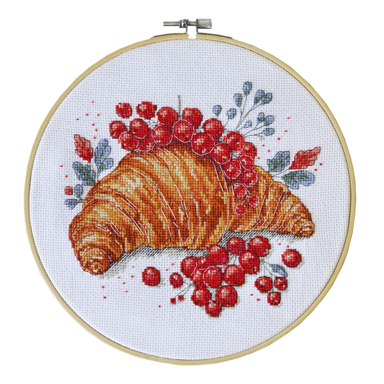 Наборы для вышивания крестиком "Круассан с красной смородиной" 20x20 см AAH-285
