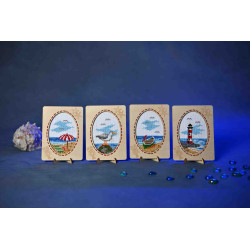 Zählkreuzstich-Set mit Sperrholzrahmen. Möwe. 10,6 x 14,4 cm SA6655