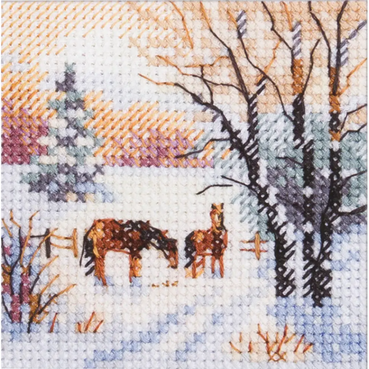 Kreuzstich-Set "Winter kam. Pferde" S0-238