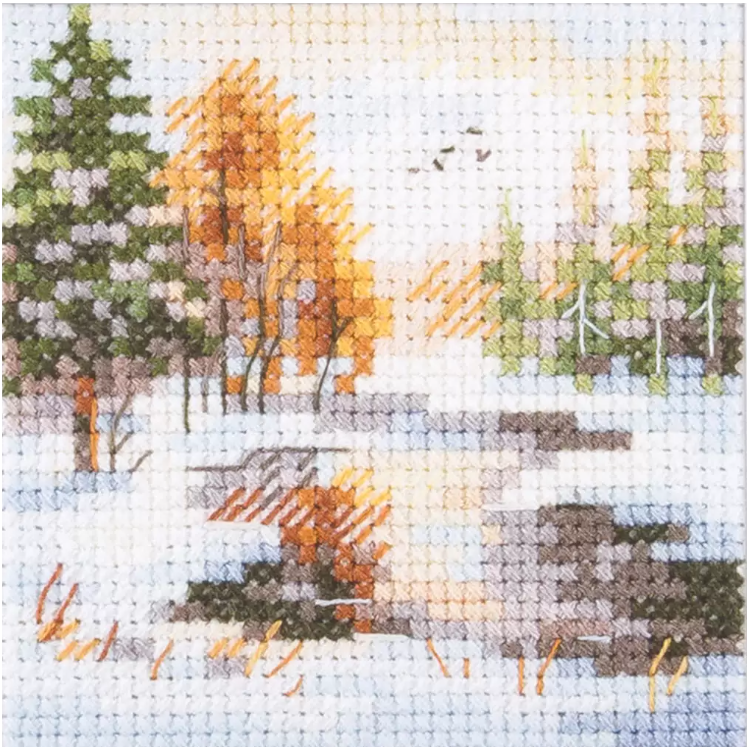 Kryželiu siuvinėjimo rinkinys „Atėjo žiema. Miške“ S0-236